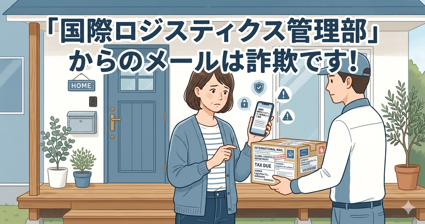 自宅前でスマホを片手に国際便を受け取る女性